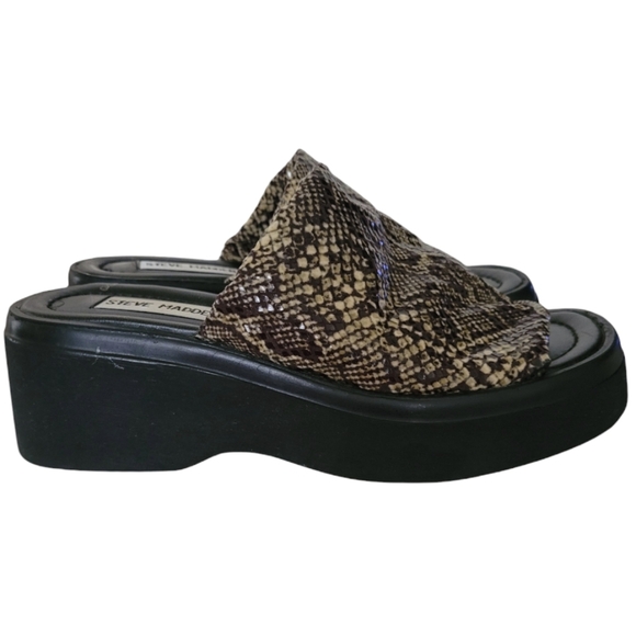 Steve Madden Y2K Vintage 90s Snake Print Wedge Platform Slides Size 9.5 - Picture 4 of 14
